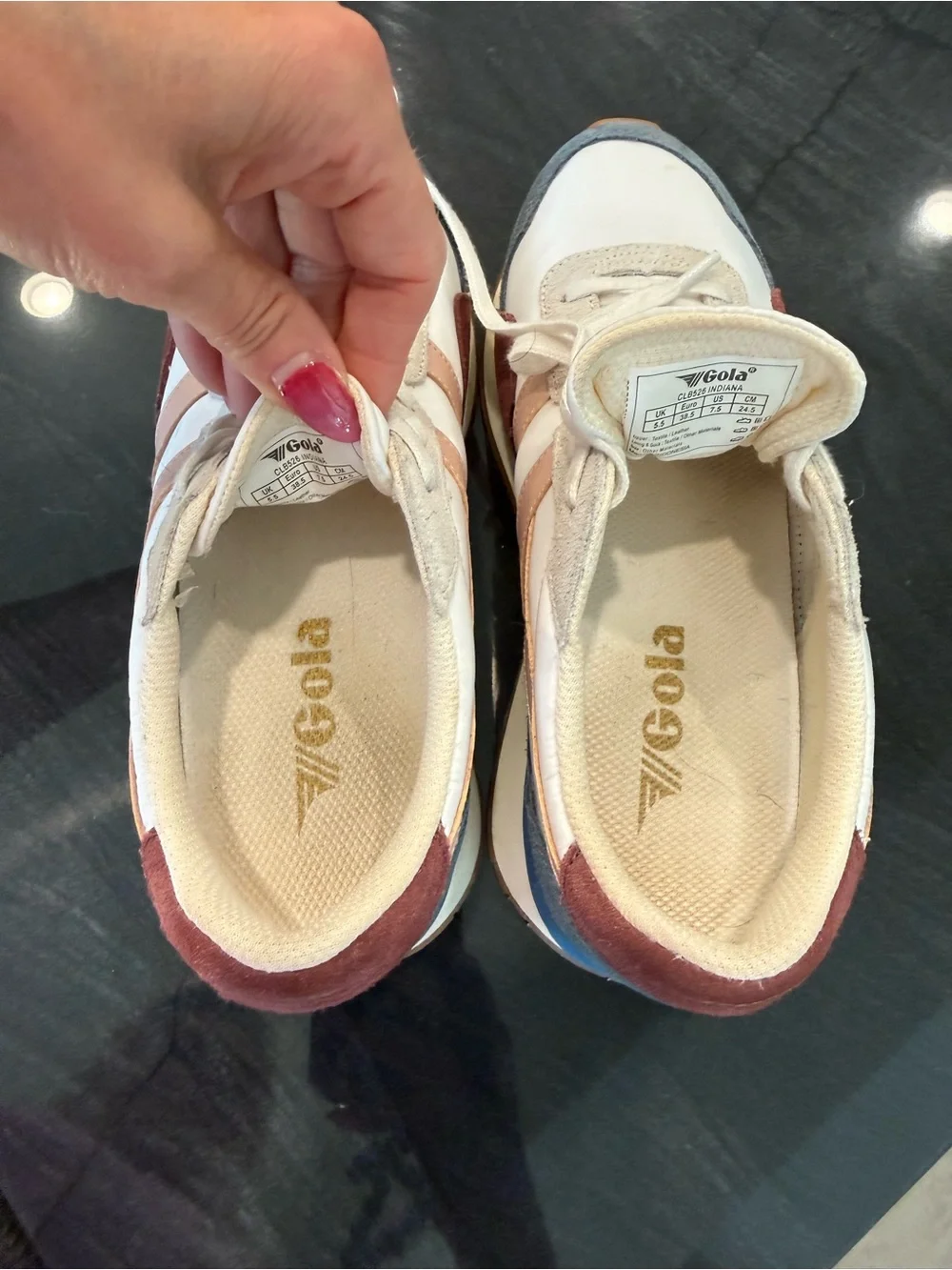 Gola White Sneakers with Pink, Blue and Burgundy Accents - Picture 8 of 9